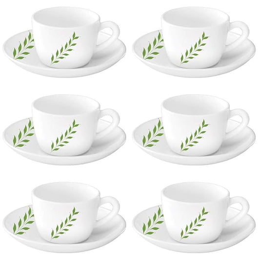 Botanica Cup and Saucer Set, 140 ml Each, 6-pieces, White