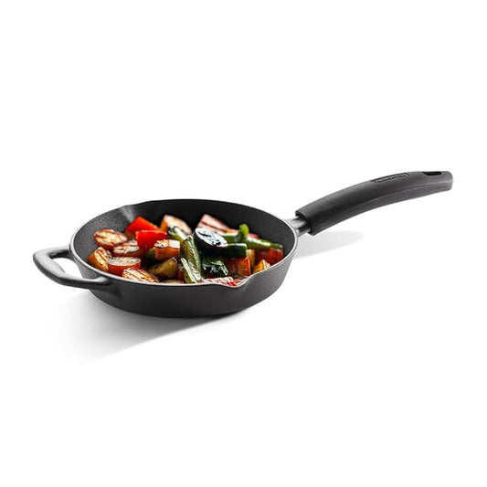 Pre-Season Cast Iron Fry Pan Sturdy Handles 22 cm