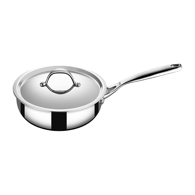 Triply Stainless Steel Saute Fry Pan With Lid, Induction Pan, Multi Pan, Stir Fry Pan, 1.8 L, 20 cm