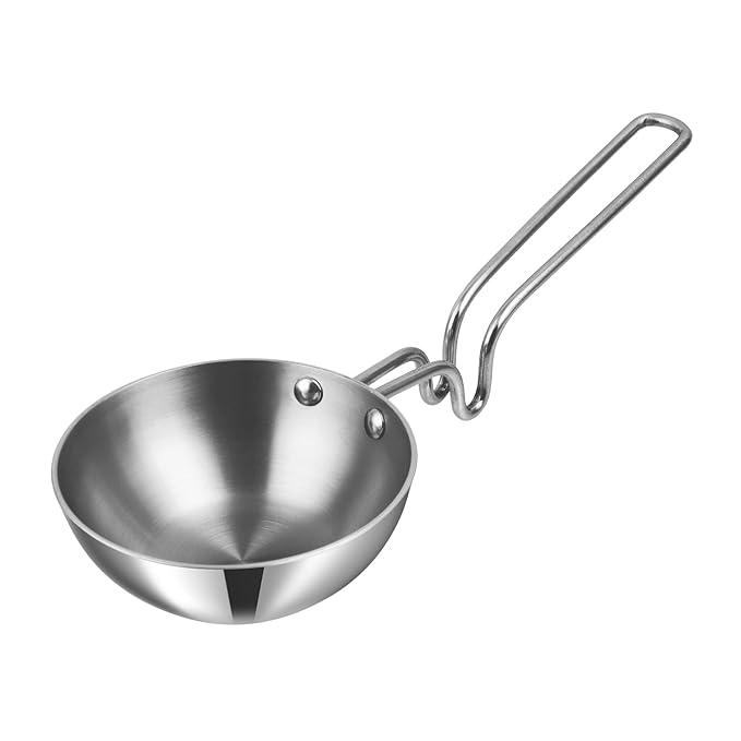 Triply Stainless Steel Tadka Pan Large - 300 ml, 11 cm, Balance Design Handle