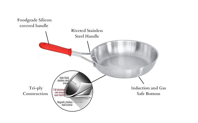 Tri-ply Frying Pan 24 cm Capacity 1.8 L With Silicone Handle, Healthy Cooking
