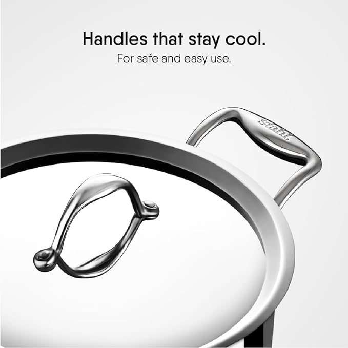 Stahl Artisan Triply Stainless Steel Sauce Pot/ Casserole With Lid | Induction Pot | Briyani Pot/ Handi | 7.2 Litres | 2