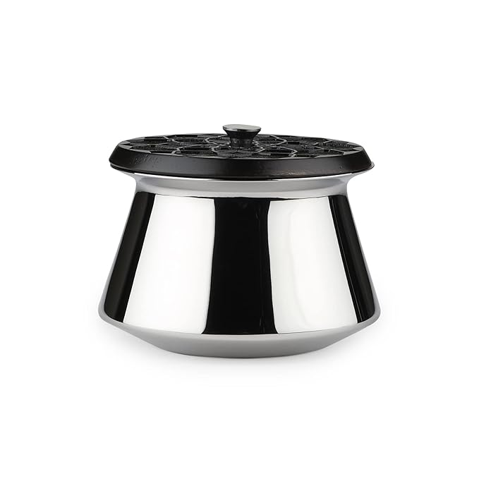 Designer Stainless Steel Patila With Wooden Lid, 350 ml, Double Walled Bowl, Supari Box, Gloss Mirror