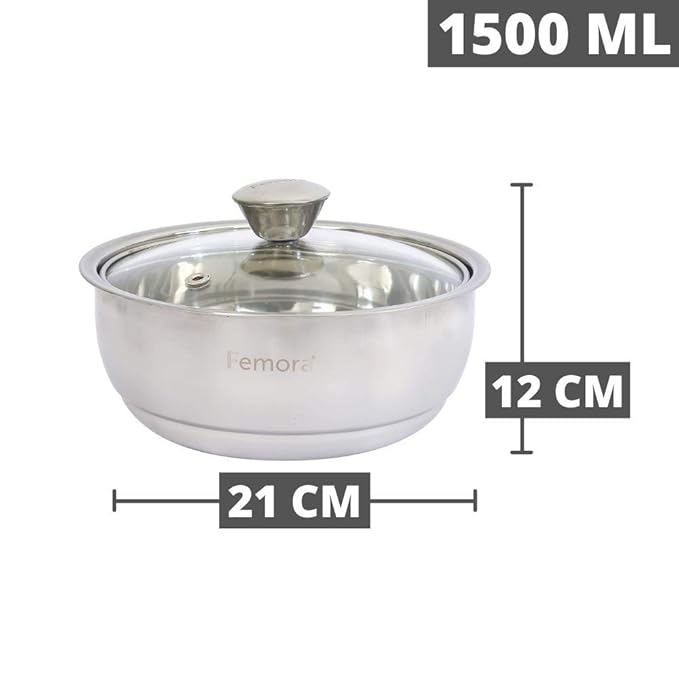 Stainless Steel Double Wall Insulated Curry Server Curry Bowls, 1500 ml, Set of 3
