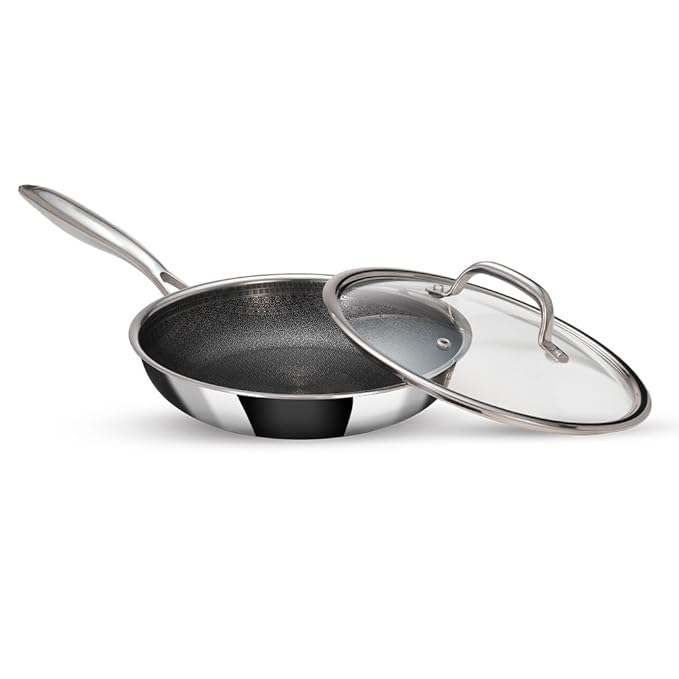 Stainless Steel Triply Frypan With Lid, Non Stick Pan, Induction & Gas Base, 24 cm, 1.8 L, Silver