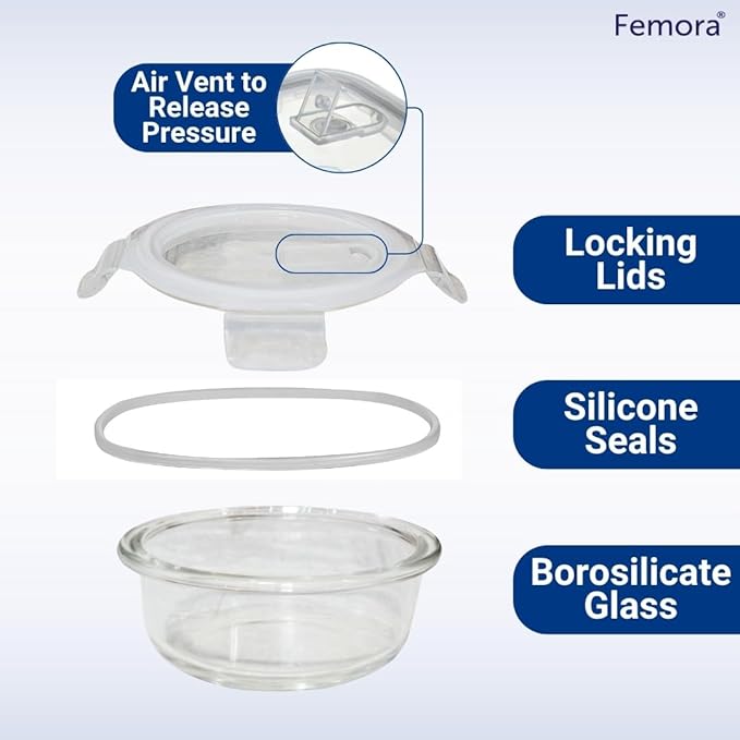 Borosilicate Glass Containers for Kitchen, Storage Box for Kitchen With Air Vent Lid, Set of 3