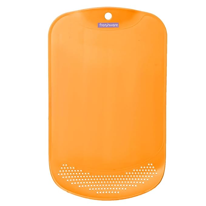 Plastic Cutting/ Chopping Board With Drainer 1 Unit, Premium-grade Plastic, Orange