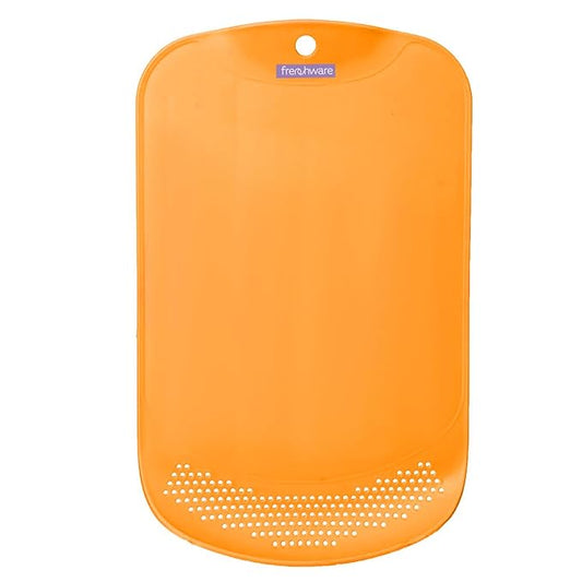 Plastic Cutting/ Chopping Board With Drainer 1 Unit, Premium-grade Plastic, Orange