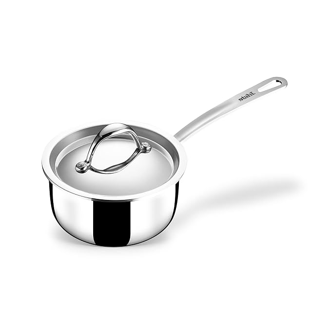 Stainless Steel Tea Pan, Triply Saucepan With Lid, Milk Pan 1l, Gas & Induction Base Sauce Pan, Dia 14 cm