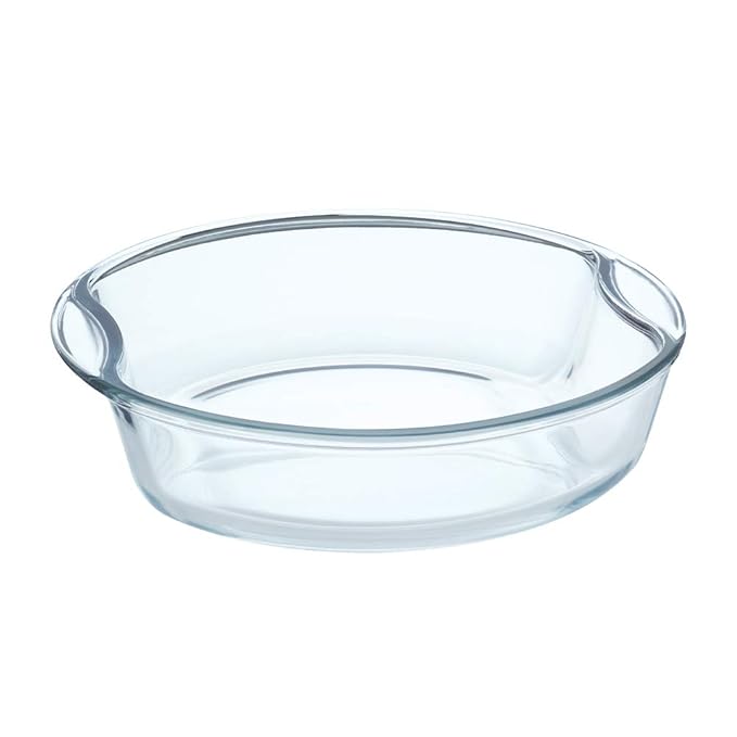 Round Glass Baking Dish, 2.5 L, Microwave Safe & Oven Safe, Transparent, 1 Piece