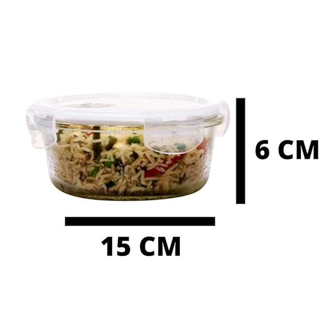 Borosilicate Glass Containers for Kitchen, Storage Box for Kitchen With Air Vent Lid, Set of 2 - 580 ml Each
