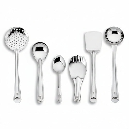 Stainless Steel Kitchen Tools Serving Spoon and Rice Spoon - Set of 6