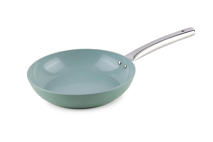 Forged Ceramic Non-stick Frypan With Tubular Ss Handle, Induction & Gas Ready, Green, 240 mm, 1.85 L