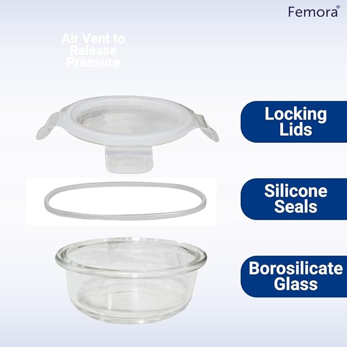 Borosilicate Glass Containers for Kitchen, Storage Box for Kitchen With Air Vent Lid, Set of 2 - Design 2