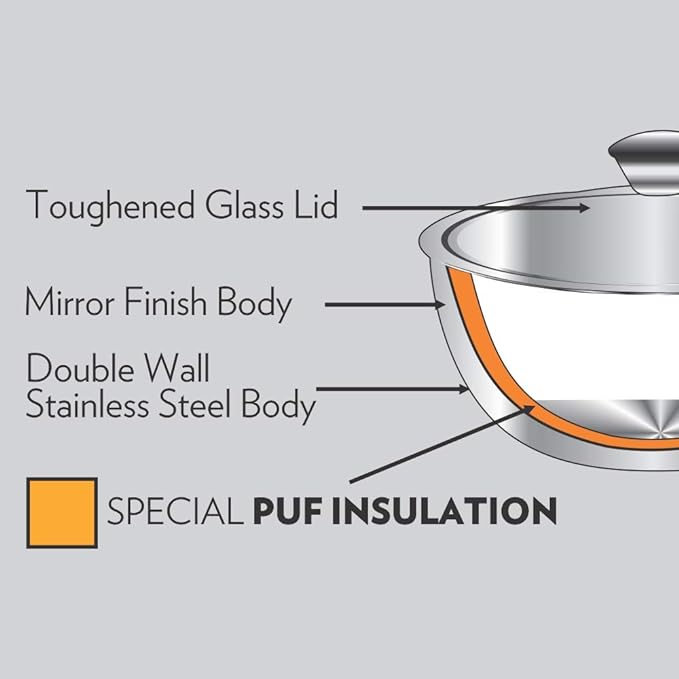 Stainless Steel Solid Handi, 1.2 L, 1 Piece, Silver