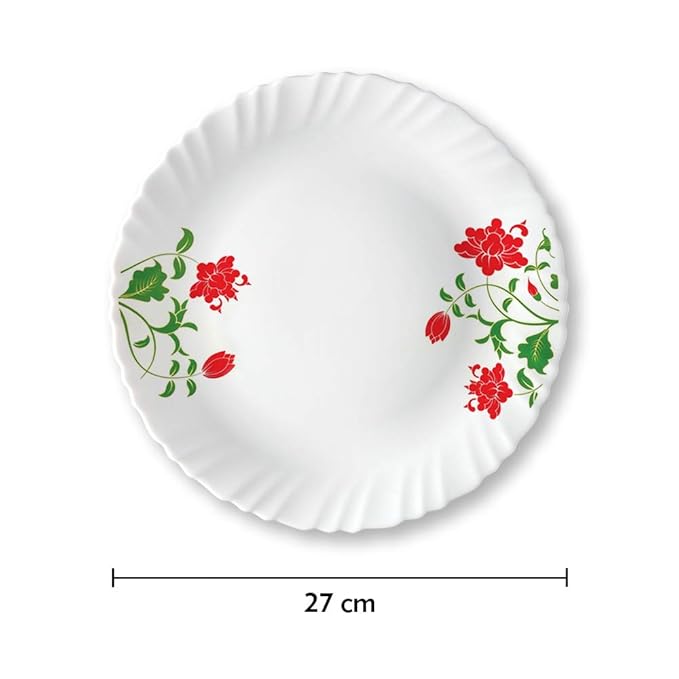 Opalware Full Plate, 11 inch, White, Set of 6 - Hazel, Opalware Full Plate