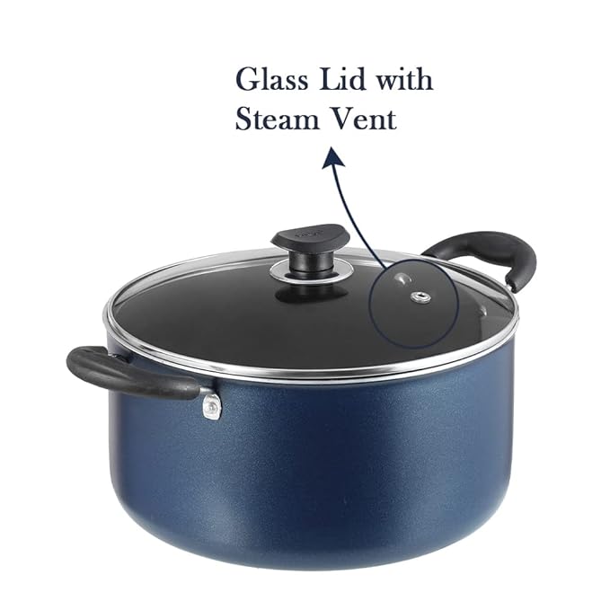 Aluminium Non Stick Saucepot With Glass Lid - 2.2 L, 18 cm, 3 mm Extra Thick, 3 Layer Coating