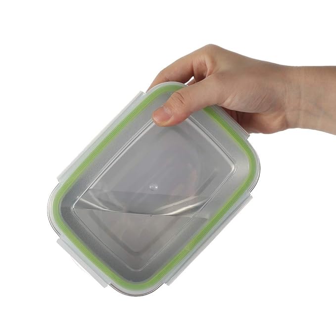 Lunch Box High Steel Rectangle Heavy Duty Airtight Leakproof Unbreakable Storage Container With Lock Lid - Design 5