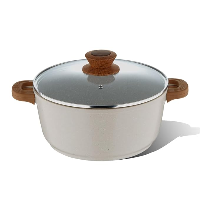 Naturally Diecast Nonstick 32 cm Casserole With Glass Lid, 9 L Capacity