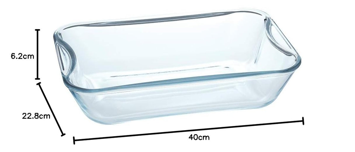 Rectangular Glass Baking Microwave and Oven Safe Dish, 2.5 L, Transparent