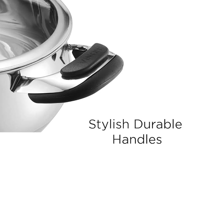 Stainless Steel Saucepot Handi with Glass Lid - 2.7 L, 18 cm, Stylish Durable Handles