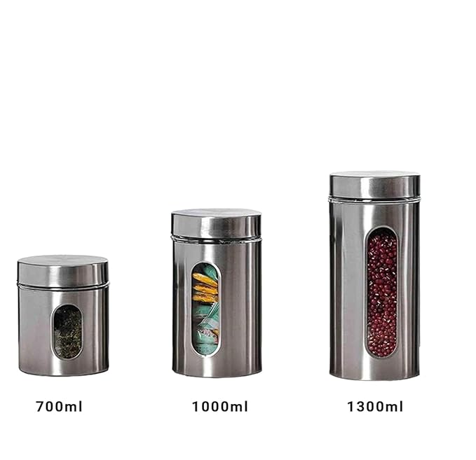 Kitchen Storage Jar With Glass Window, Jar for Kitchen Storage, 700 ml, Pack of 2