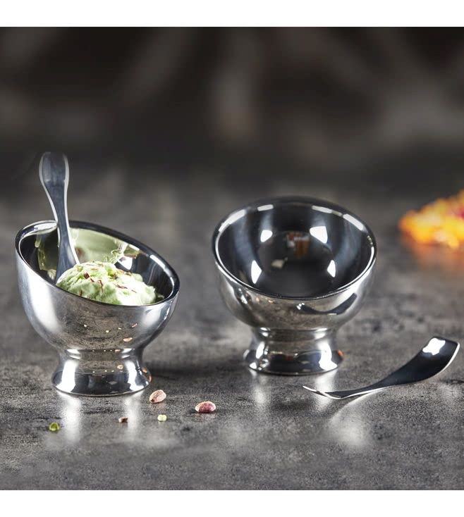 Ice Cream Dessert Bowl With Spoon Set of 2, Dessert Cups for Ice Cream by Jindal