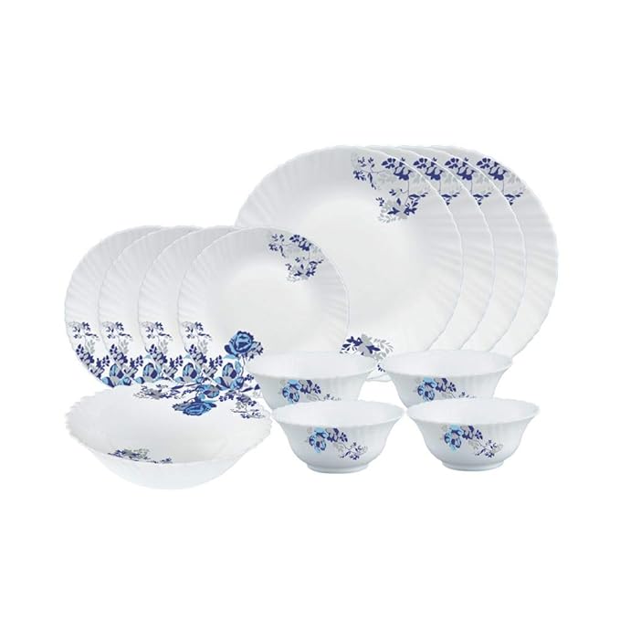 Blue Cascade Opalware Dinner Set, 13 -piece, White