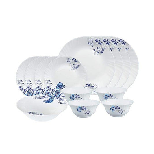 Blue Cascade Opalware Dinner Set, 13 -piece, White