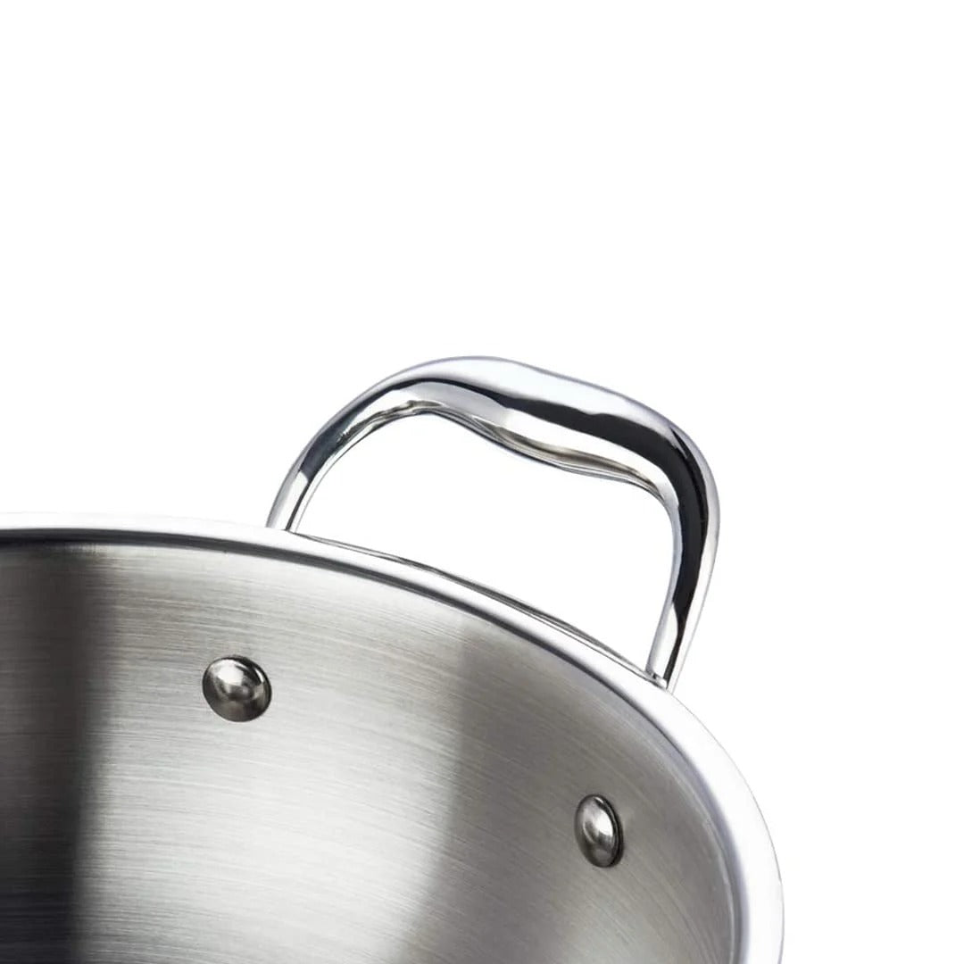 Tri-Ply Stainless Steel Kadhai 1.6L with Lid Induction 20 cm Silver