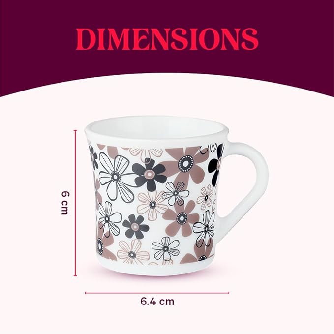 Macy Opalware Mug, Set of 6 Tea/coffee Mugs, 100 ml Each
