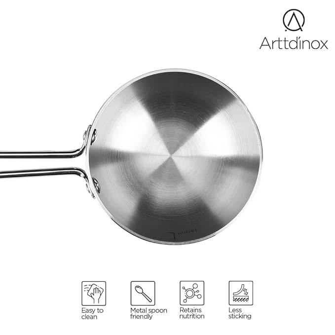 By Jindal Lifestyle Reflecto Triply Stainless Steel Tadka Pan, Tadka Pan Induction Base, 12 cm, Silver