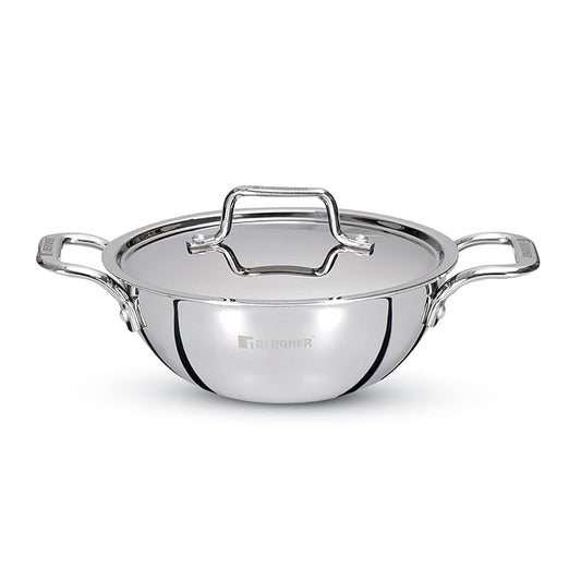 Triply Stainless Steel 24 cm Kadai With Stainless Steel Lid, 3.1 L Kadhai