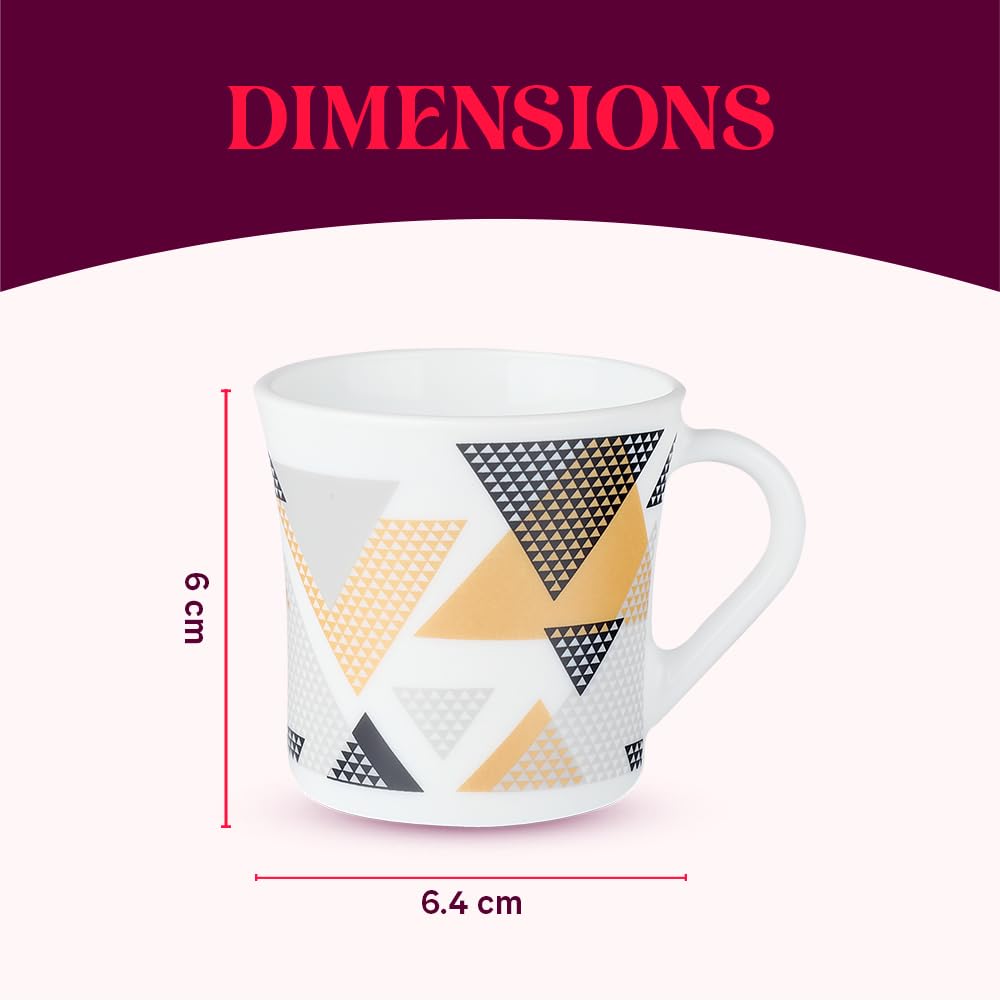 Nivaah Opalware Mug, Set of 6 Tea/coffee Mugs, 100 ml Each