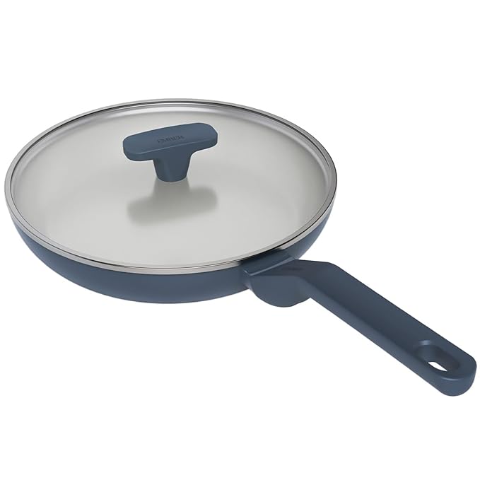 Ceramic Non-stick Egg Pan 20 cm, Glass Lid, Matching Handle,, Blue