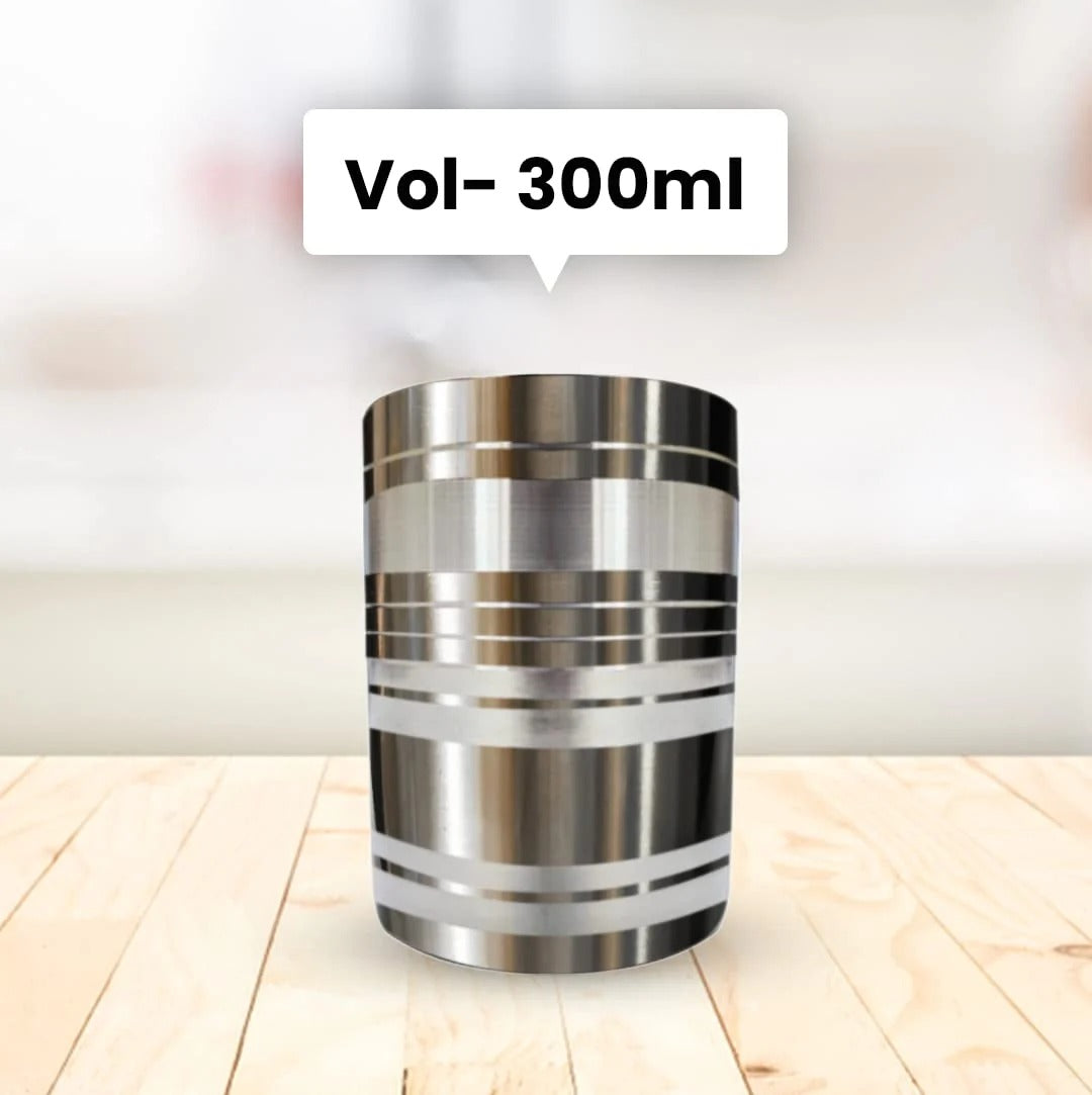 Stainless Steel Dinner Set Plates Set of 6 + Bowl Set of 6 + Glass Set of 6 Heavy Gauge Mirror Finish