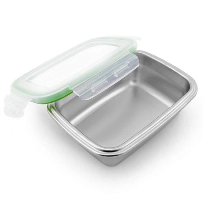 Lunch Box High Steel Rectangle Heavy Duty Airtight Leakproof Unbreakable Storage Container With Lock Lid - Design 5