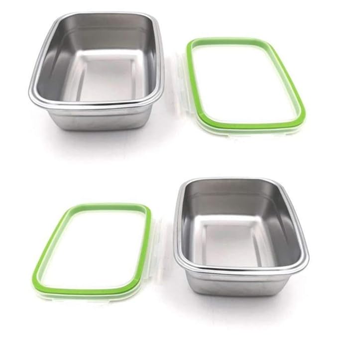Lunch Box High Steel Rectangle Heavy Duty Airtight Leakproof Unbreakable Storage Container With Lock Lid - Design 5
