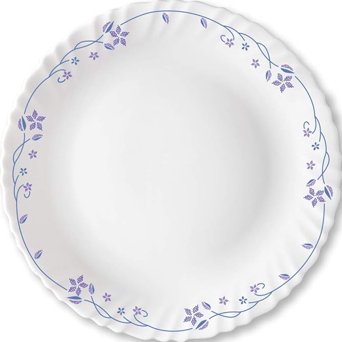 Opalware Full Plate, 11 inch, White, Set of 6 - Flora, Opalware Full Plate
