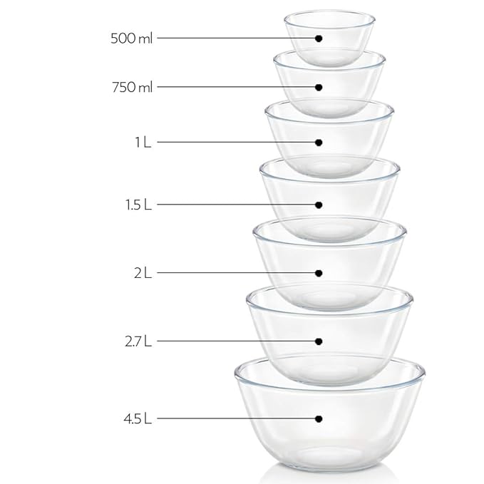 Borosilicate Glass Mixing Bowl, 500 ml, Oven and Microwave Safe
