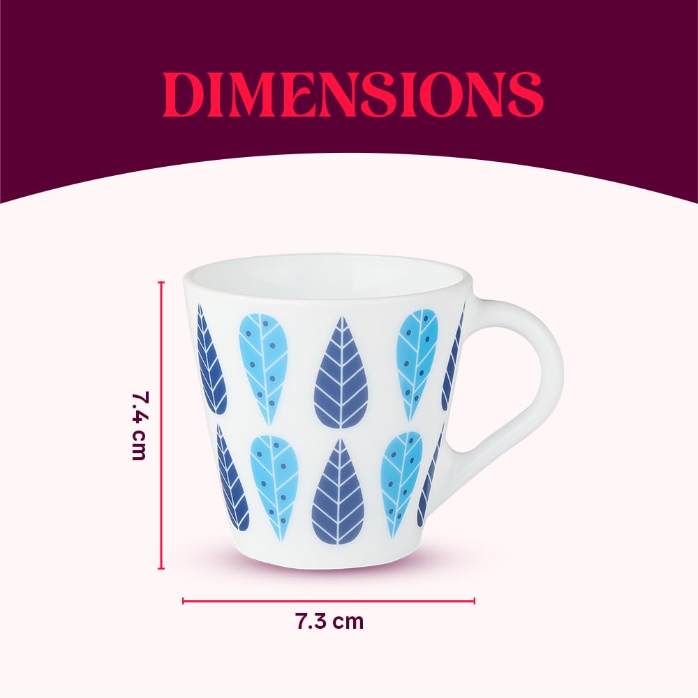 Fable Opalware Mug, Set of 6 Tea/coffee Mugs, 160 ml Each