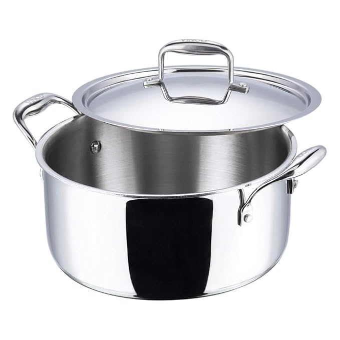 Triply Stainless Steel Saucepot with Lid - 8 L, 30 cm, 2.5 mm Thick, SAS Bottom, Biryani Pot
