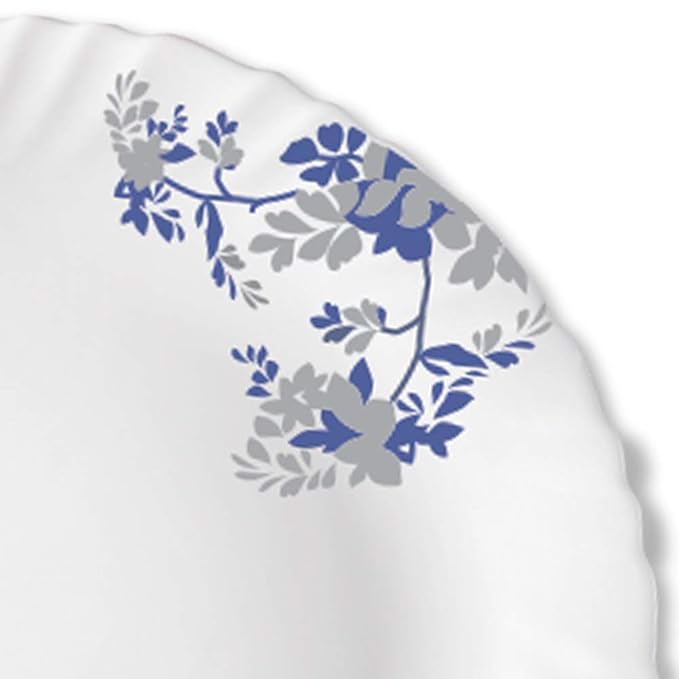 Opalware Blue Cascade Full Plate, White, 11 inch, Set of 6