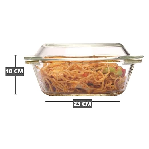 Borosilicate Serving Bowl, Glass Casserole Set, Glass Bowl With Lid, Microwave Safe Bowl Set, 2000 ml