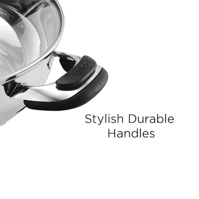 Stainless Steel Kadhai with Glass Lid 1.7 L (20 cm), 6.2 mm Thick, Kadhai for Deep Frying - 6.2 mm Thick - Design 2