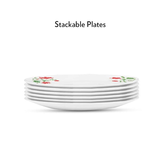 Opalware Full Plate, 11 inch, White, Set of 6 - Hazel, Opalware Full Plate