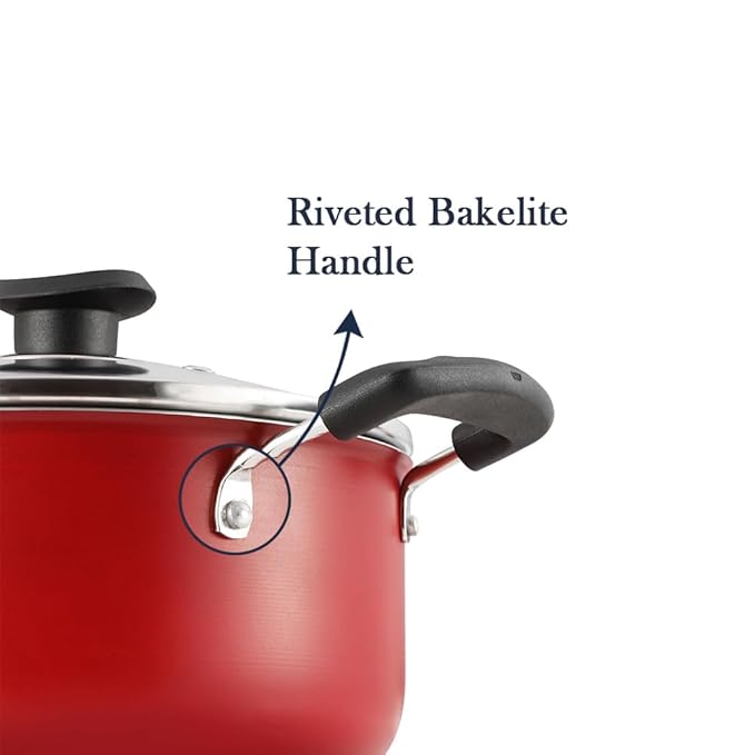 Aluminium Non Stick Saucepot with Glass Lid - 3.1 L, 20 cm, 3 mm Thick
