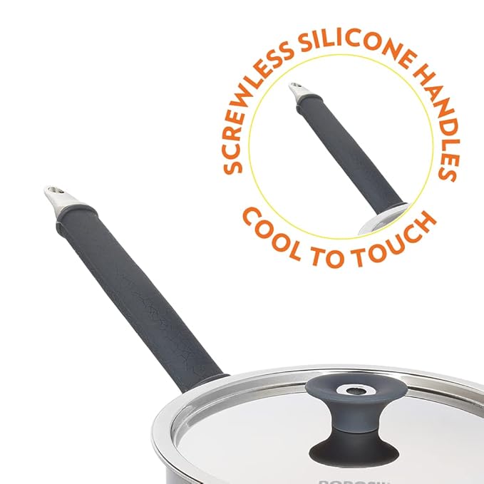 Tri-ply Stainless Steel Sauce Pan With Lid, Induction Friendly Tea Pan, 2.2 L, 18 cm