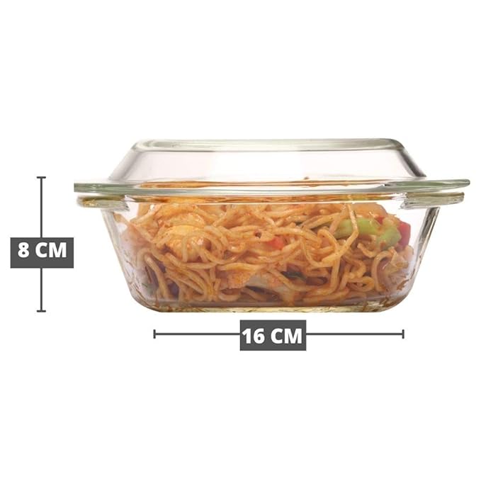 Borosilicate Serving Bowl, Glass Casserole Set, Glass Bowl With Lid, Microwave Safe Bowl Set, 700 ml
