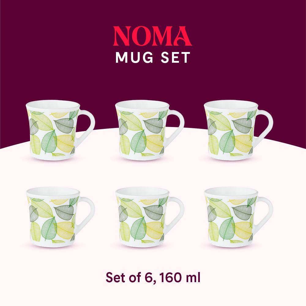 Noma Opalware Mug, Set of 6 Tea/coffee Mugs, 160 ml Each
